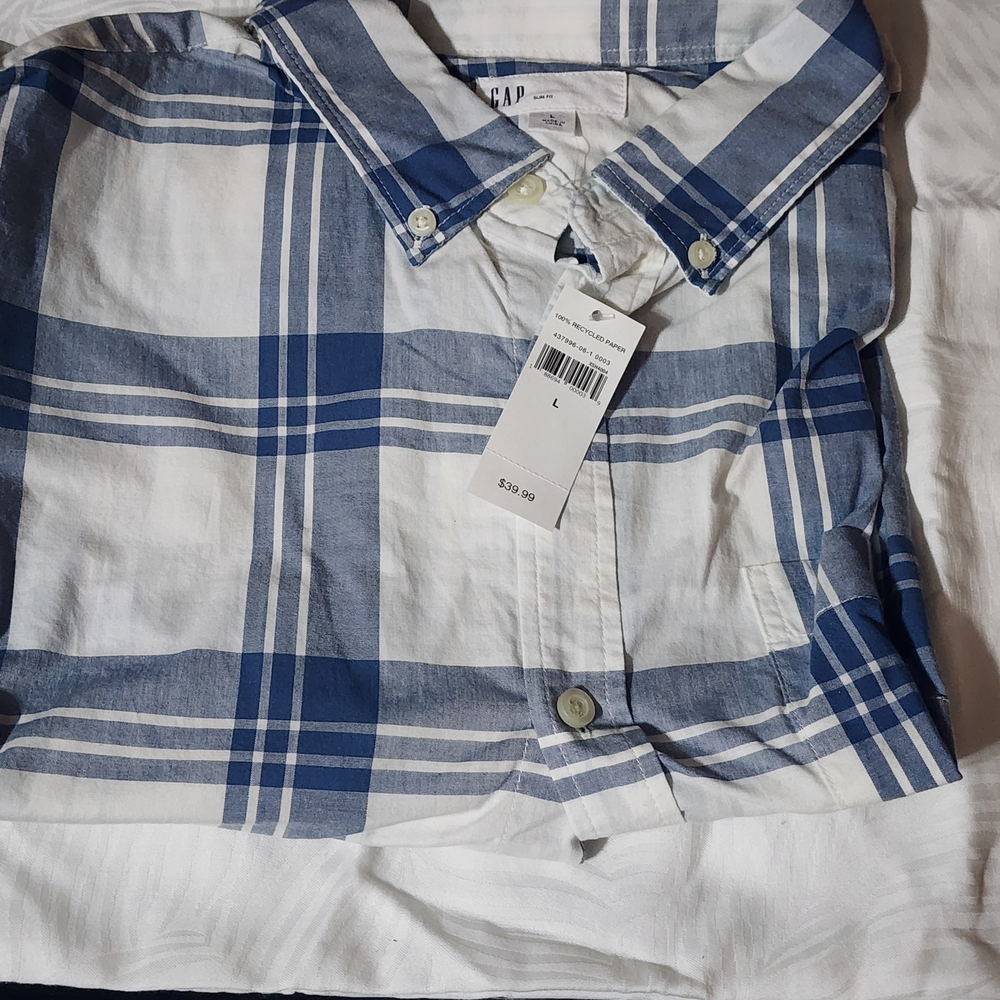 GAP Men's Blue Plaid Shirt